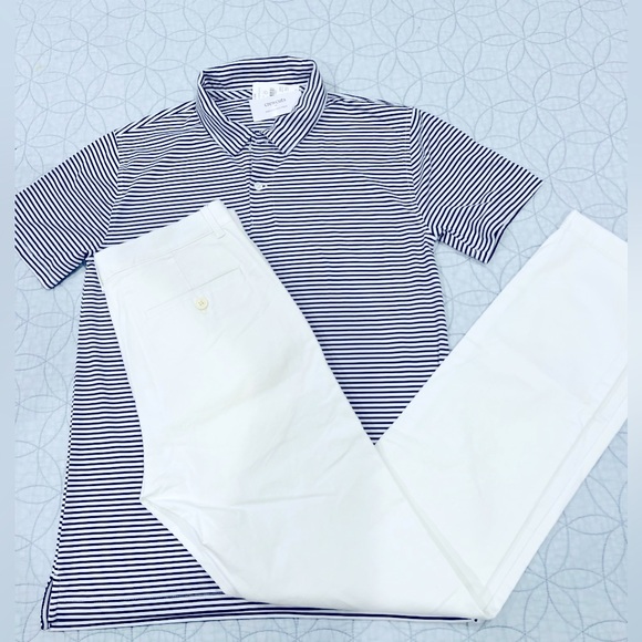 J CREW BOYS SIZE 16 STRIPED POLO DRESS SHIRT AND WHITE SKINNY DRESS PANTS NWT!! - Picture 1 of 10